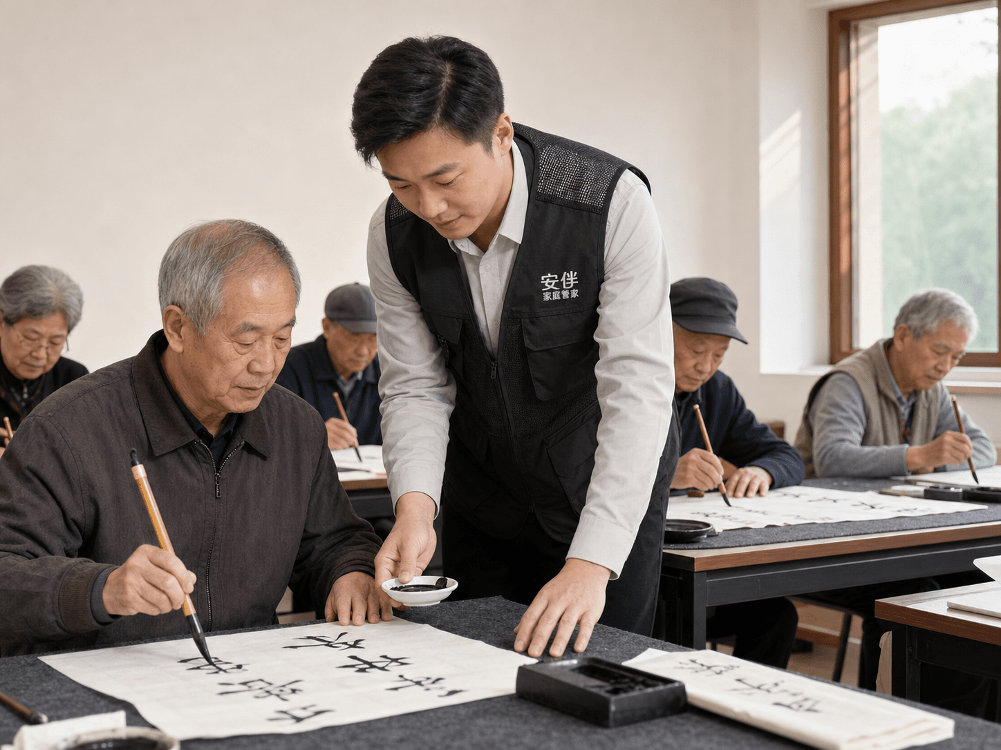 安伴管家陪同长辈参加书法活动